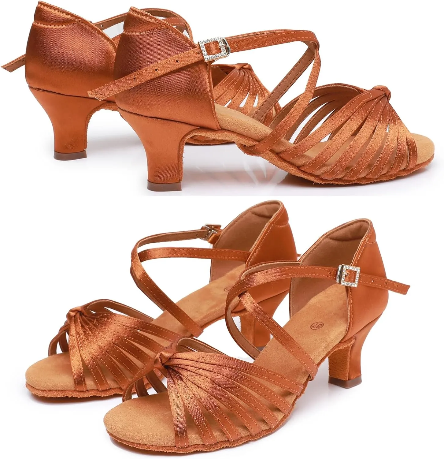 Rosefinch Women's Latin Dance Shoes Satin Professional Ballroom Salsa Practice Performance Dance Shoes