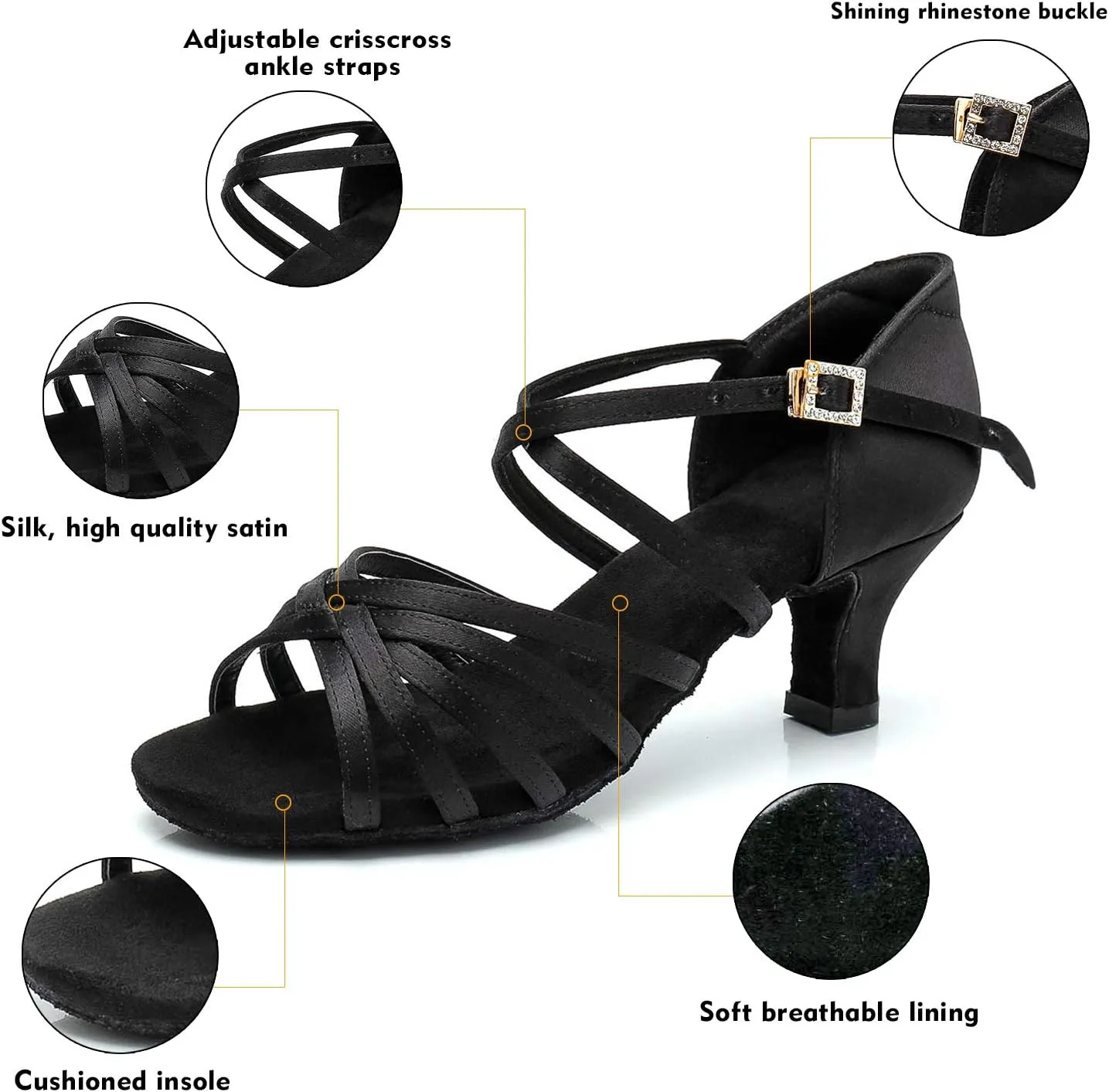 RoseMoli Women's Latin Dance Shoes Satin Professional Ballroom Salsa Practice Performance Dance Shoes