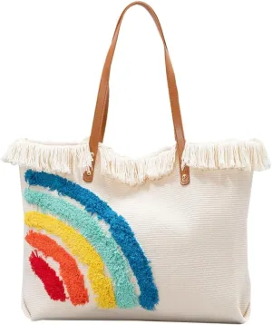 Rungion Large Canvas Tote Bag for Women Work Casual Shoulder Handbags Bohemia Tassels Travel Shopping Top Handle Purses