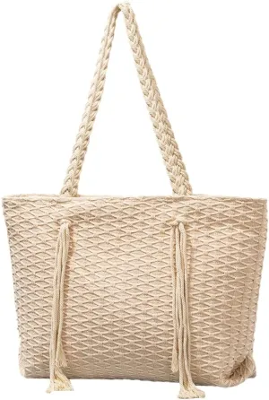 Rungion Large Canvas Tote Bag for Women Work Casual Shoulder Handbags Bohemia Tassels Travel Shopping Top Handle Purses