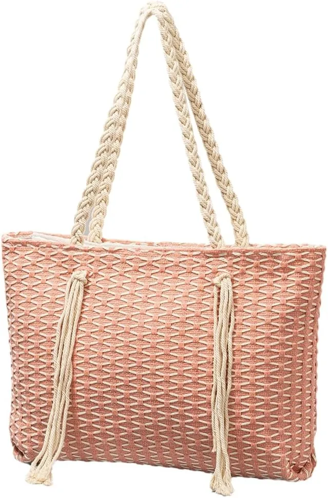 Rungion Large Canvas Tote Bag for Women Work Casual Shoulder Handbags Bohemia Tassels Travel Shopping Top Handle Purses