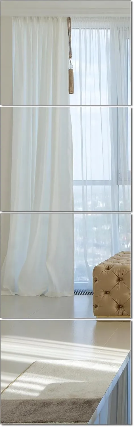 Ruomeng Full Length Wall Mirror Tiles, Gym Mirrors 12" x 15" x 4Pcs Square Wall Mounted Mirror, Frameless Mirror Tiles for Home Gym, Bedroom, Door