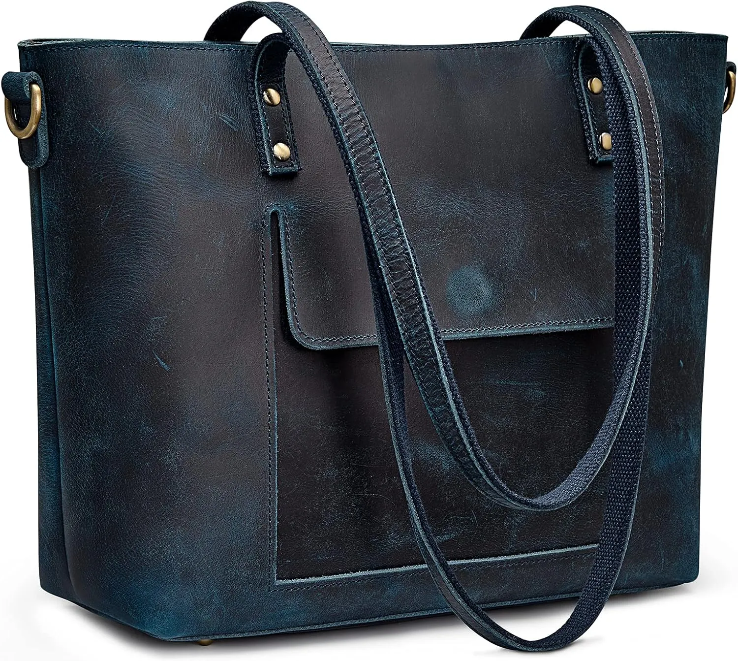 S-ZONE Women Genuine Leather Tote Bag Shoulder Handbag Vintage Crossbody Purse