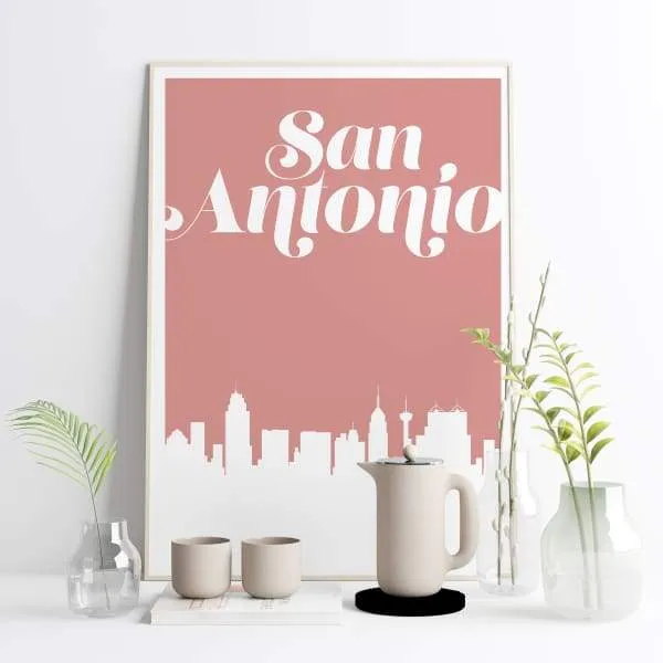 San Antonio, Texas retro inspired city skyline