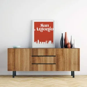 San Antonio, Texas retro inspired city skyline