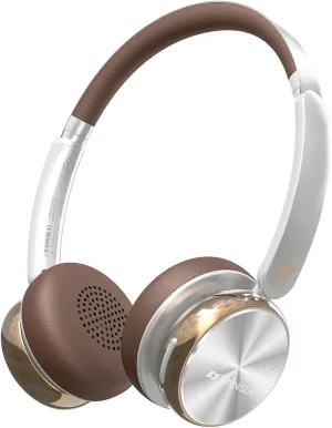 SANSUI ANC Wireless Headphones,Over Ear Headphones with 50H Battery Life,Active Noise Cancelling,Deep Bass,Memory Foam Ear Cups,Travel,Office,Bluetooth 5.4, Adjustable Headband, DT11 (Brown)