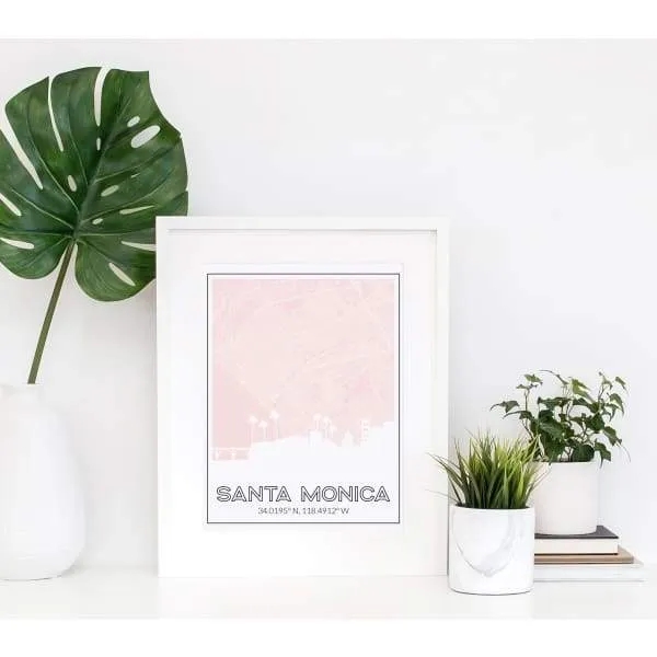 Santa Monica, California road map and skyline | Handshake