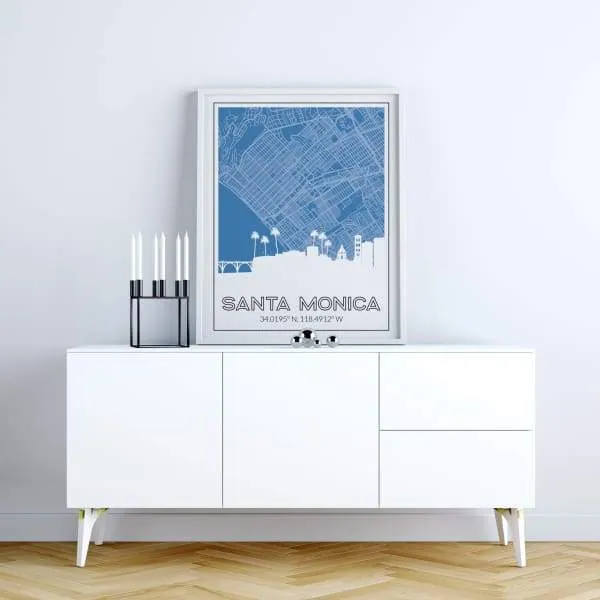 Santa Monica, California road map and skyline | Handshake