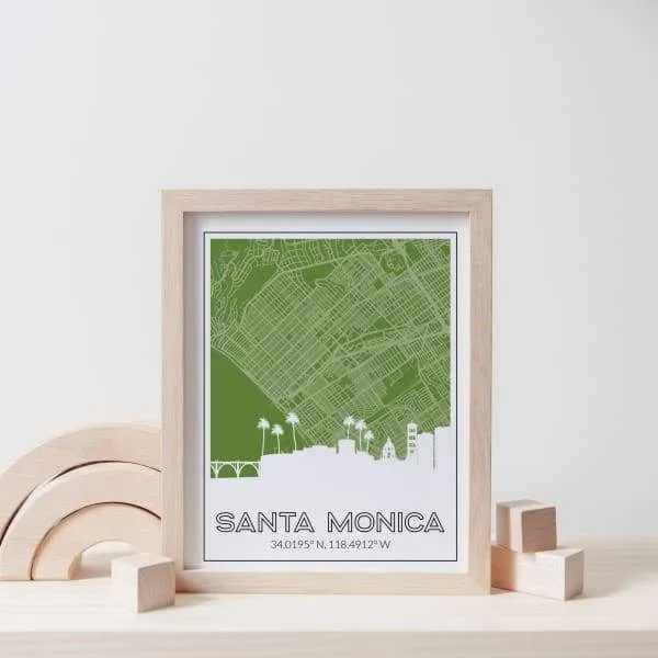 Santa Monica, California road map and skyline | Handshake