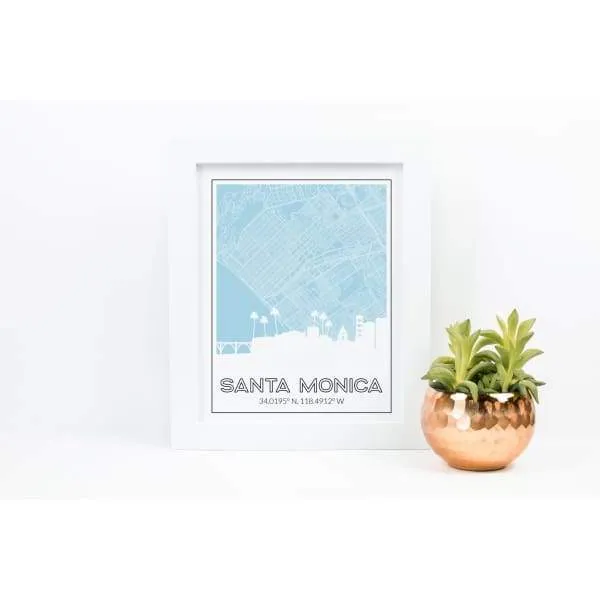Santa Monica, California road map and skyline | Handshake