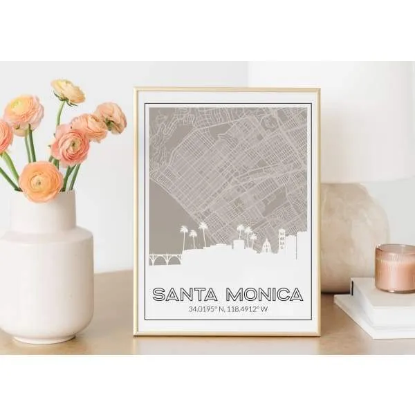 Santa Monica, California road map and skyline | Handshake