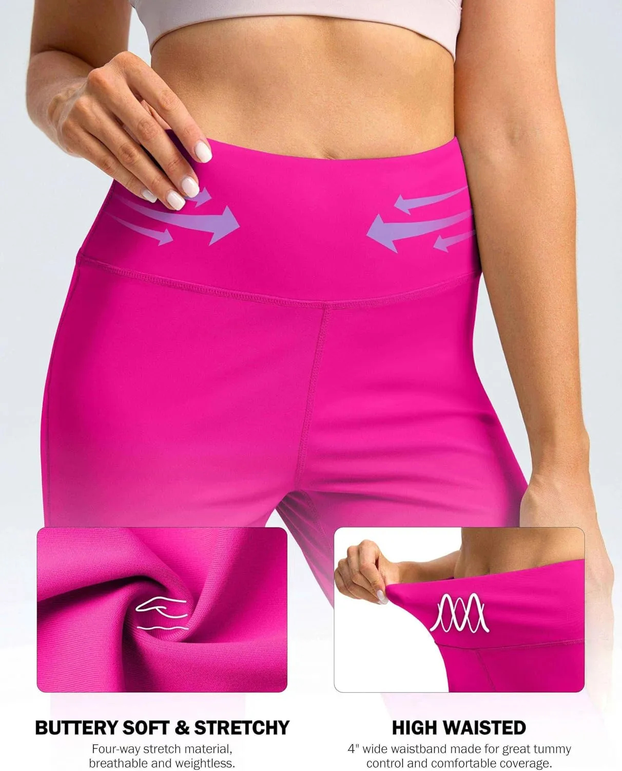 SANTINY Yoga Pants Women 30.5"/32" High Waist Stretch Comfy Lounge Dress Athletic Wide Leg Pants