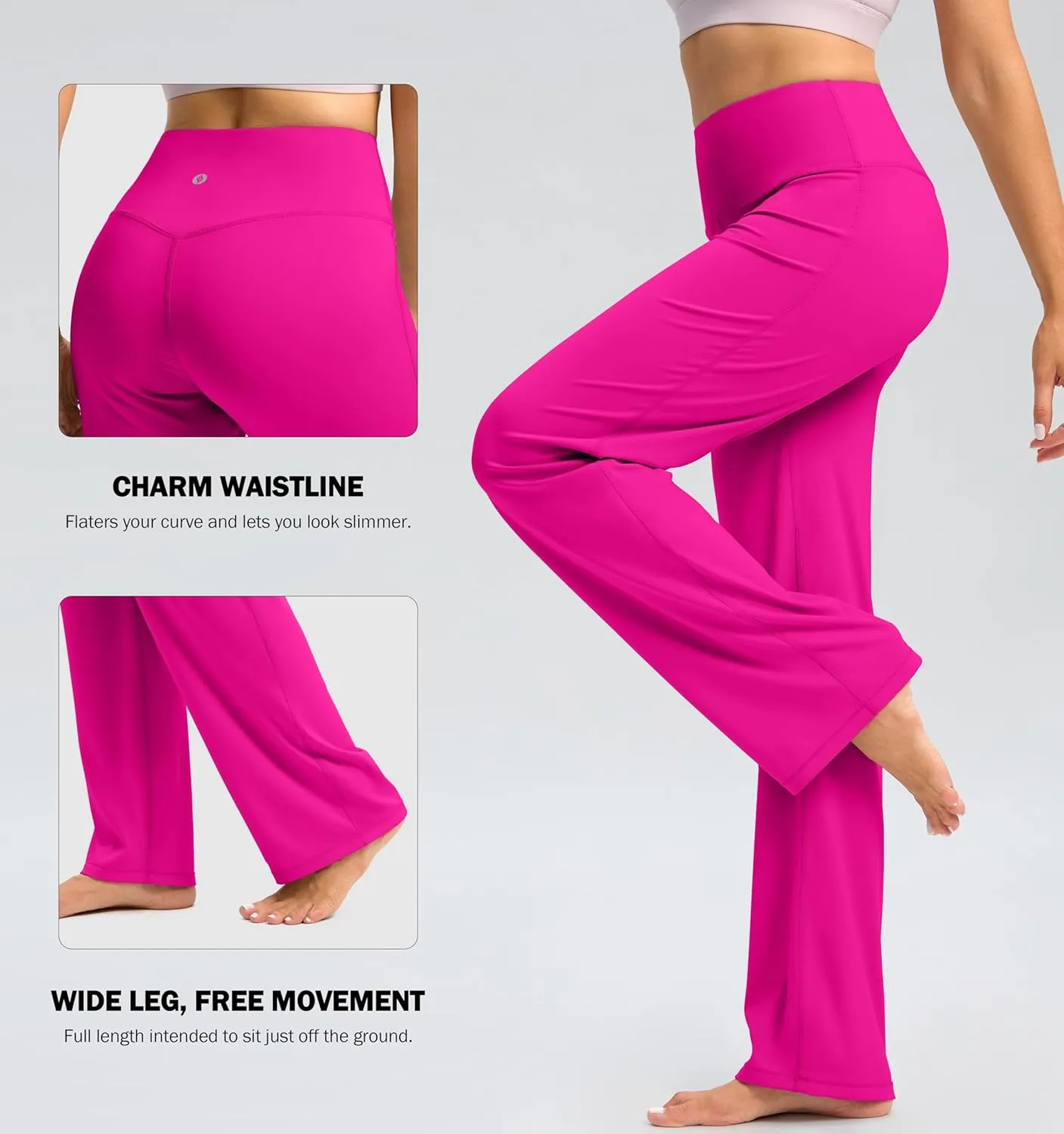 SANTINY Yoga Pants Women 30.5"/32" High Waist Stretch Comfy Lounge Dress Athletic Wide Leg Pants