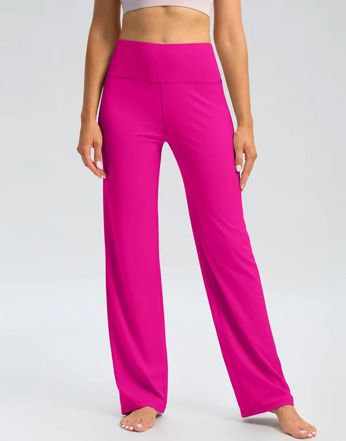 SANTINY Yoga Pants Women 30.5"/32" High Waist Stretch Comfy Lounge Dress Athletic Wide Leg Pants