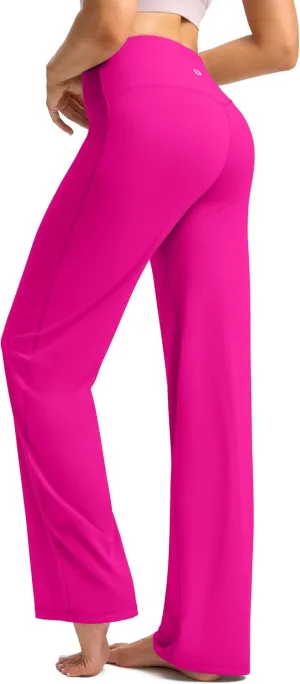 SANTINY Yoga Pants Women 30.5"/32" High Waist Stretch Comfy Lounge Dress Athletic Wide Leg Pants
