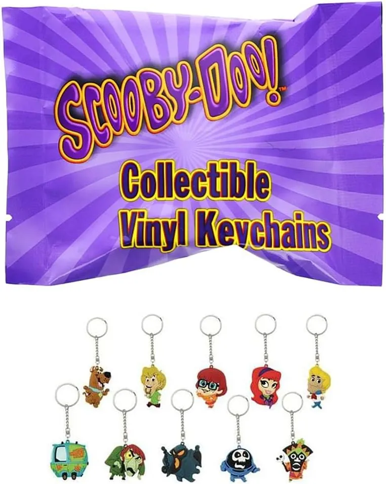 Scooby Doo Blind Box Vinyl Keychain - One Random Mini Mystery Figure With Metal Chain & Key Ring Holder - Collectible Mystery Bag Animated Series Merchandise - Novelty Friend, Kids, Collector Gift