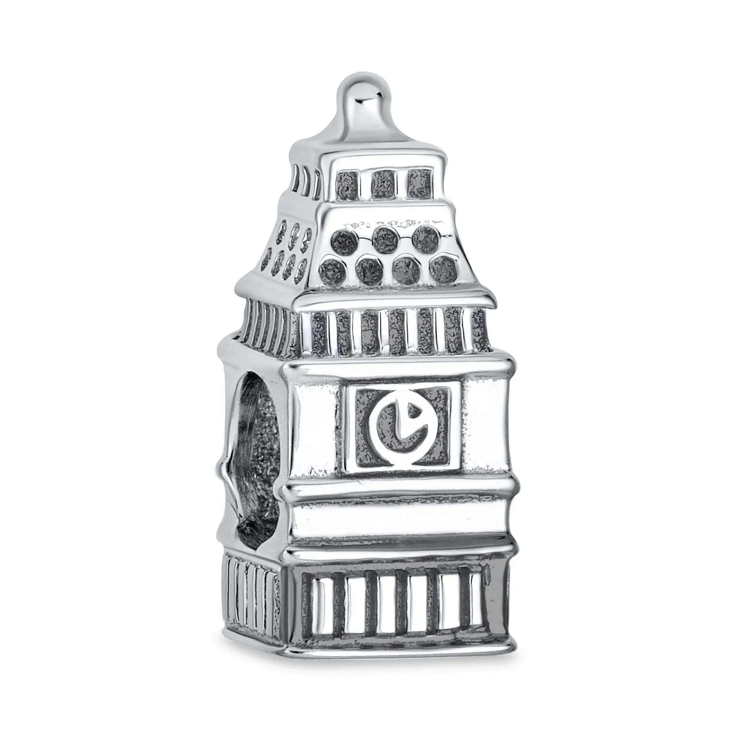 Set of 2 London Big Ben and Double Decker Bus Charm Bead Sterling Silver