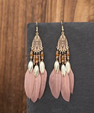 Shakira Feather Earrings - Pink