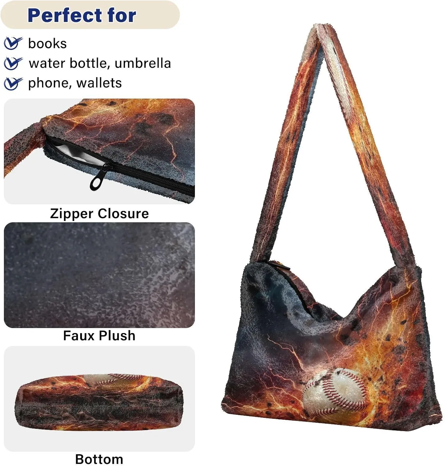 Shamrock and Tractor with Green Leaves Women Handbags Shoulder Bag, Soft Plush Bags, Womens Outdoor Bag