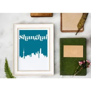 Shanghai, China retro inspired city skyline