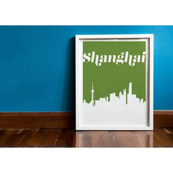Shanghai, China retro inspired city skyline