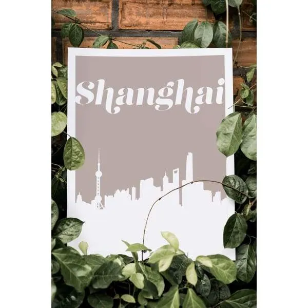 Shanghai, China retro inspired city skyline