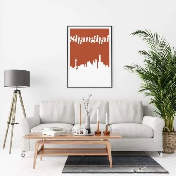 Shanghai, China retro inspired city skyline