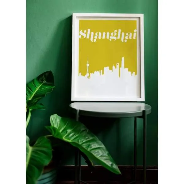 Shanghai, China retro inspired city skyline