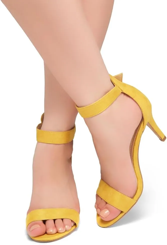Shoe Land Women’s High Heel Sandals | Strappy Slingback Heels with Square Open Toe | Ankle Strap Dressy Stilettos for Wedding, Party & Evening Events 2025