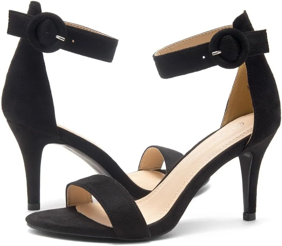 Shoe Land Women’s High Heel Sandals | Strappy Slingback Heels with Square Open Toe | Ankle Strap Dressy Stilettos for Wedding, Party & Evening Events 2025