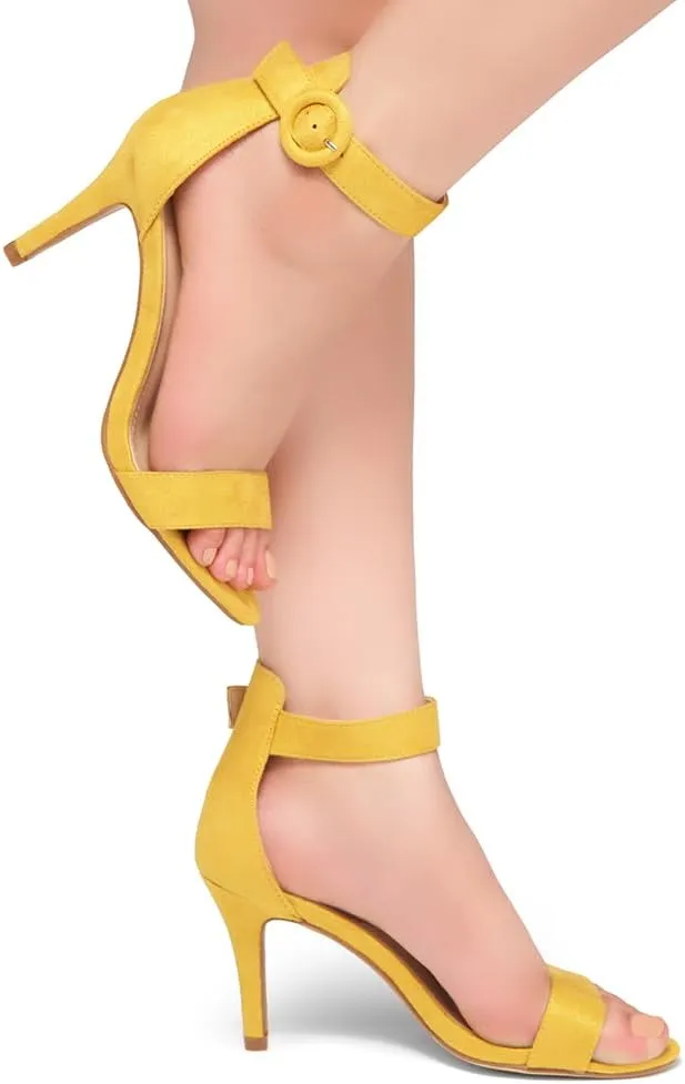 Shoe Land Women’s High Heel Sandals | Strappy Slingback Heels with Square Open Toe | Ankle Strap Dressy Stilettos for Wedding, Party & Evening Events 2025