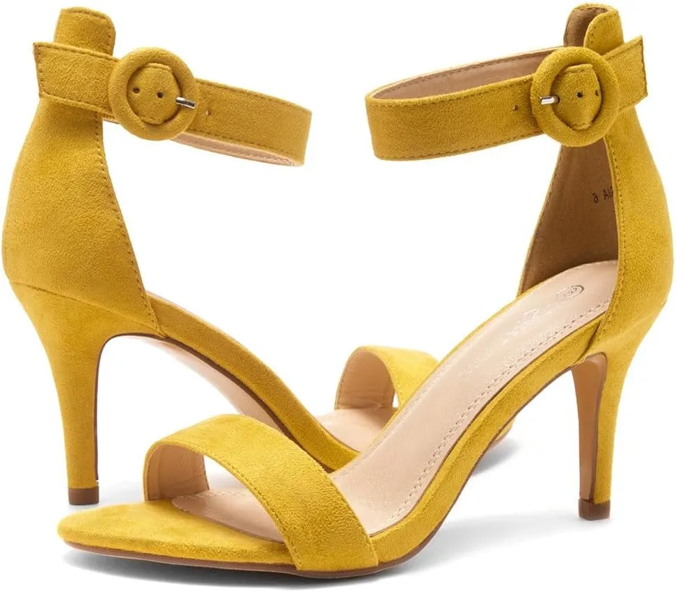 Shoe Land Women’s High Heel Sandals | Strappy Slingback Heels with Square Open Toe | Ankle Strap Dressy Stilettos for Wedding, Party & Evening Events 2025