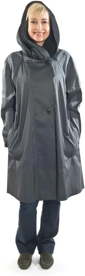 Short Womens Fashion Lightweight Waterproof Travel Raincoat Jacket, Nickel - Large