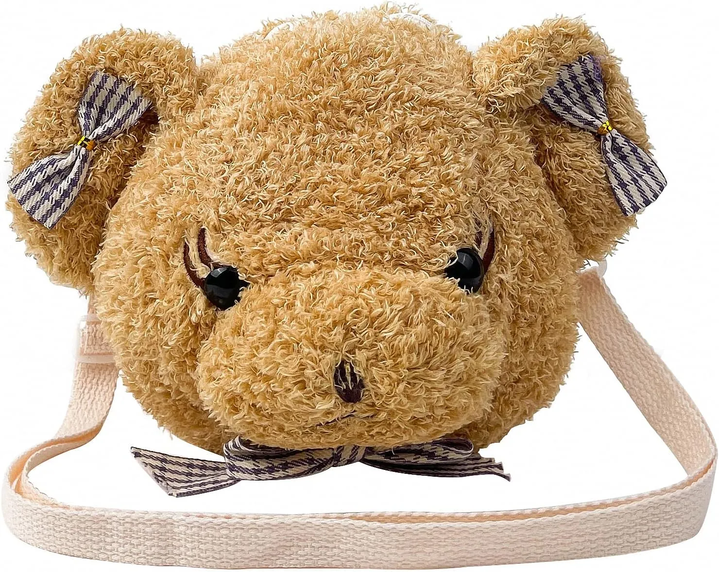 Shoulder Bag Cartoon Faux Fur Teddy Bear Head Handbag for Women Cute Bag Lovely Crossbody Plush Purse