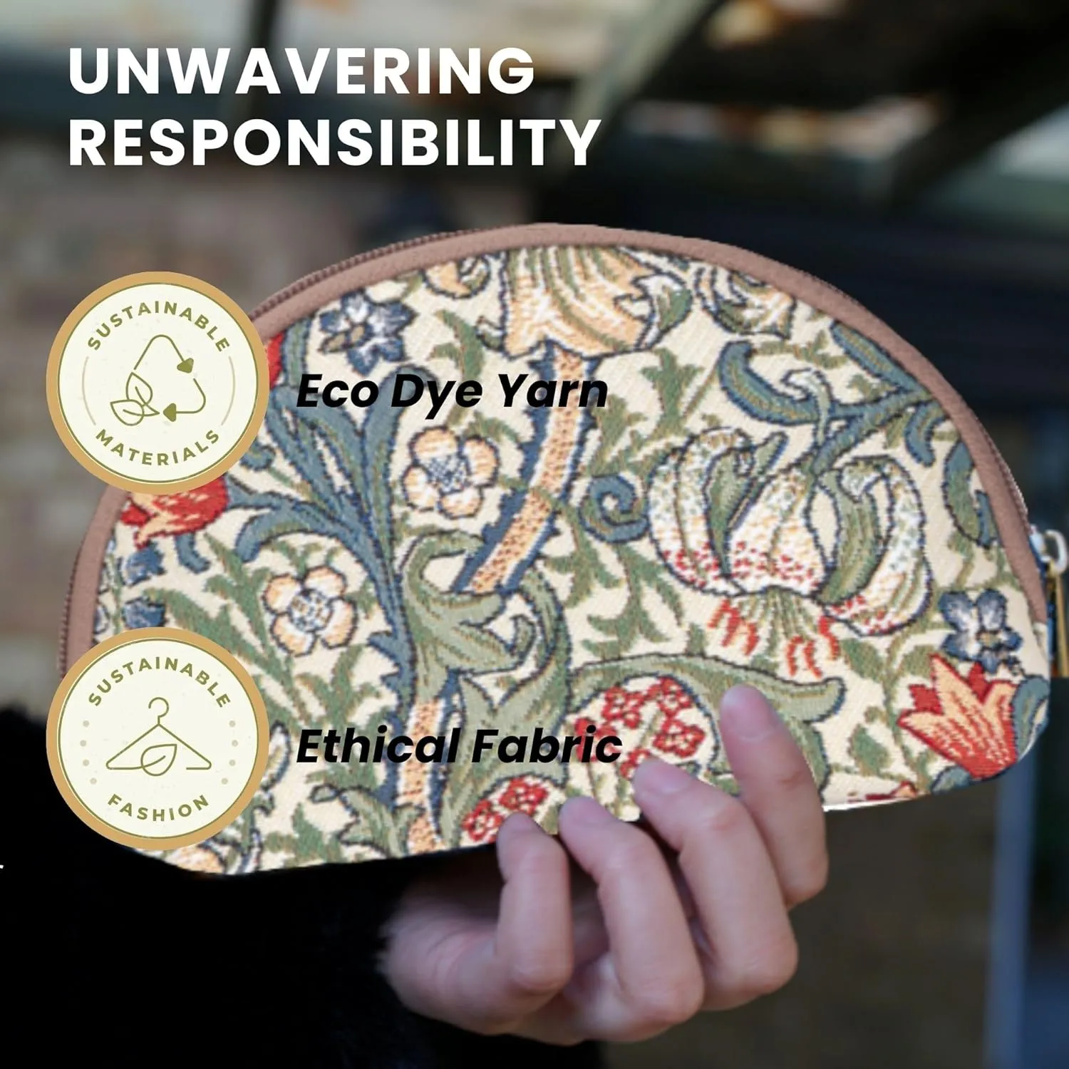 Signare Tapestry Cosmetic Bag Toiletry Makeup Bag for Women With William Morris Golden Lily Design (COSM-GLILY)