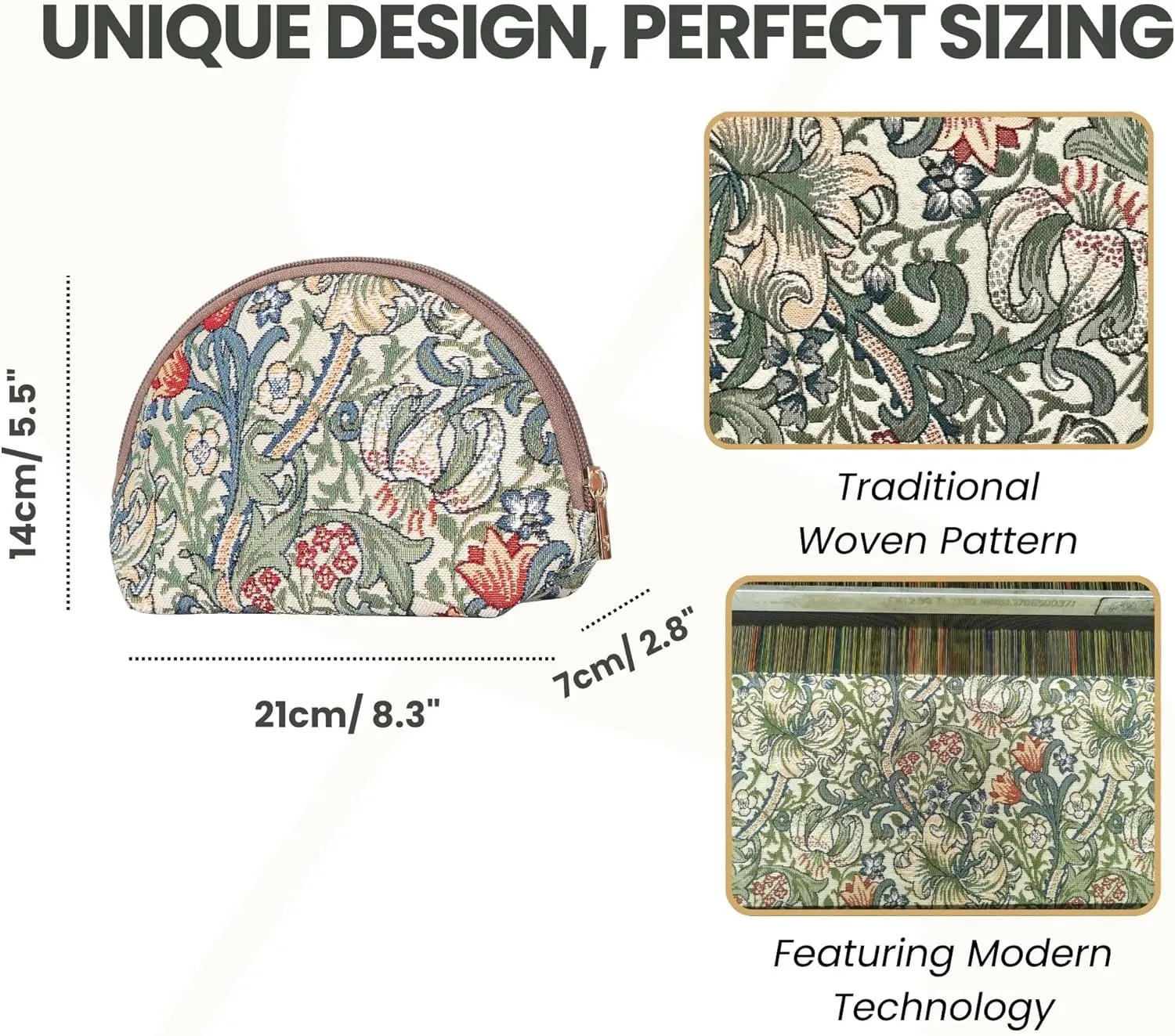 Signare Tapestry Cosmetic Bag Toiletry Makeup Bag for Women With William Morris Golden Lily Design (COSM-GLILY)