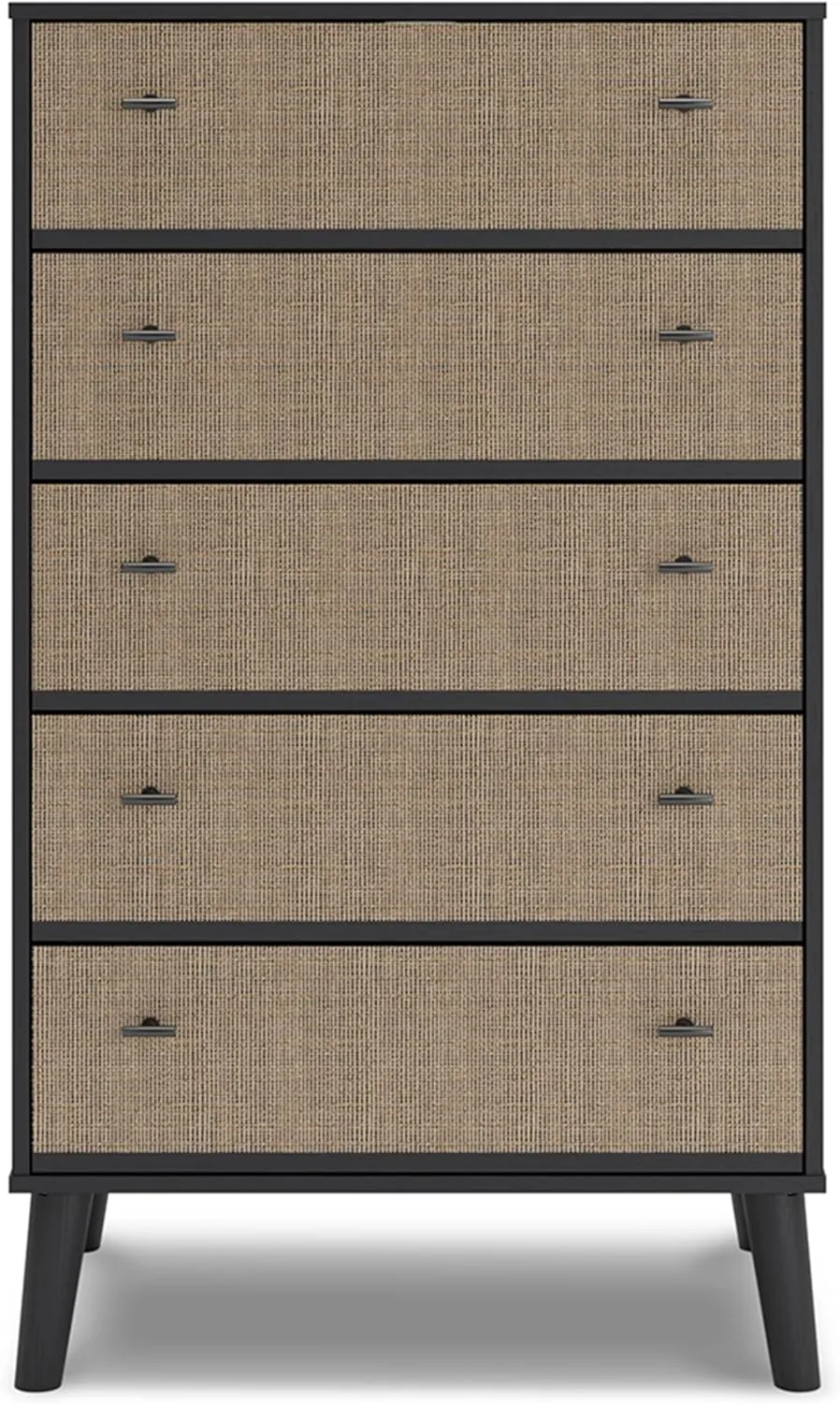 Signature Design by Ashley Charlang Modern Two-Toned 5 Drawer Chest of Drawers, Black & Light Brown