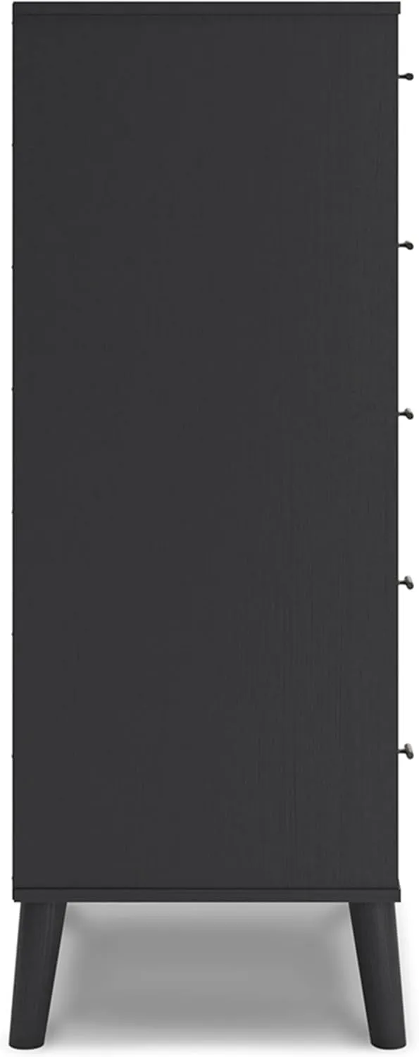 Signature Design by Ashley Charlang Modern Two-Toned 5 Drawer Chest of Drawers, Black & Light Brown
