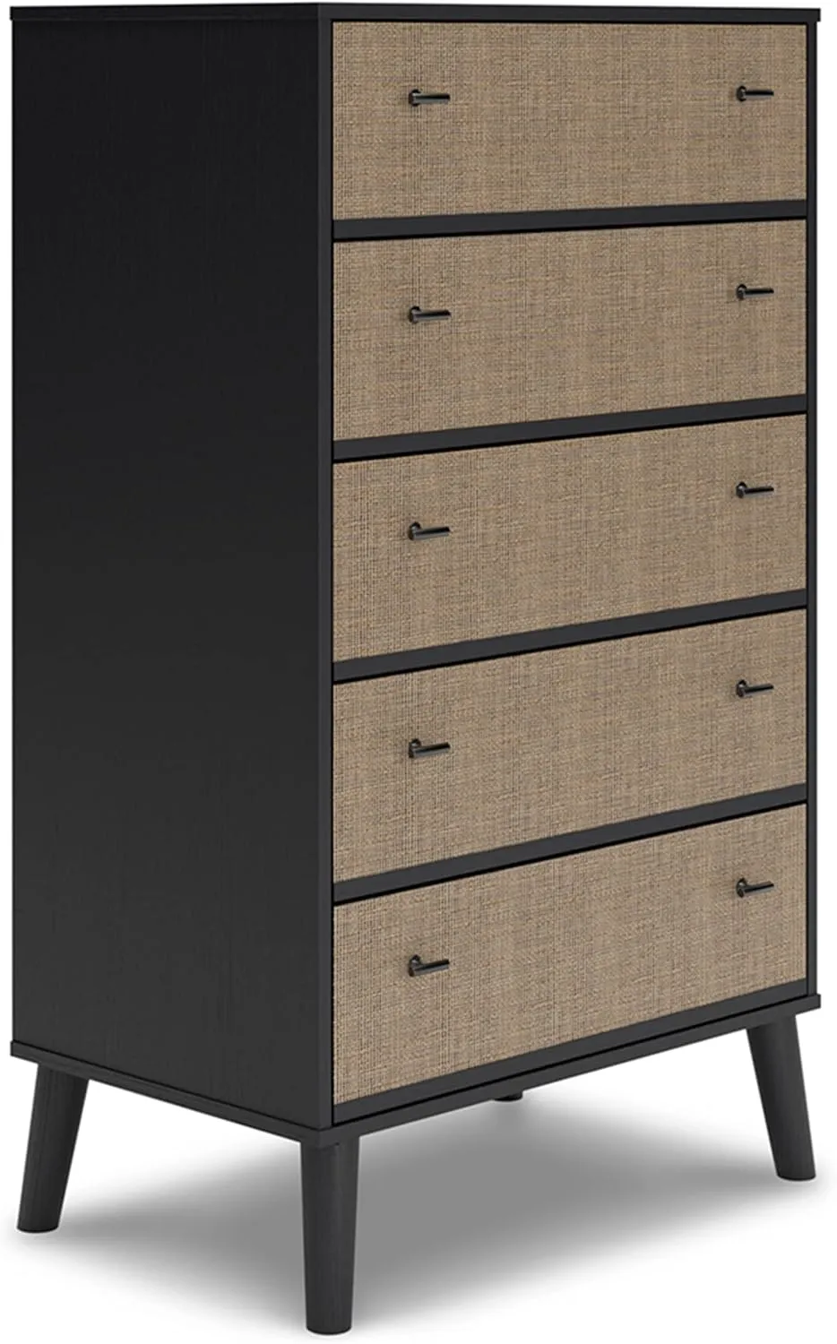 Signature Design by Ashley Charlang Modern Two-Toned 5 Drawer Chest of Drawers, Black & Light Brown