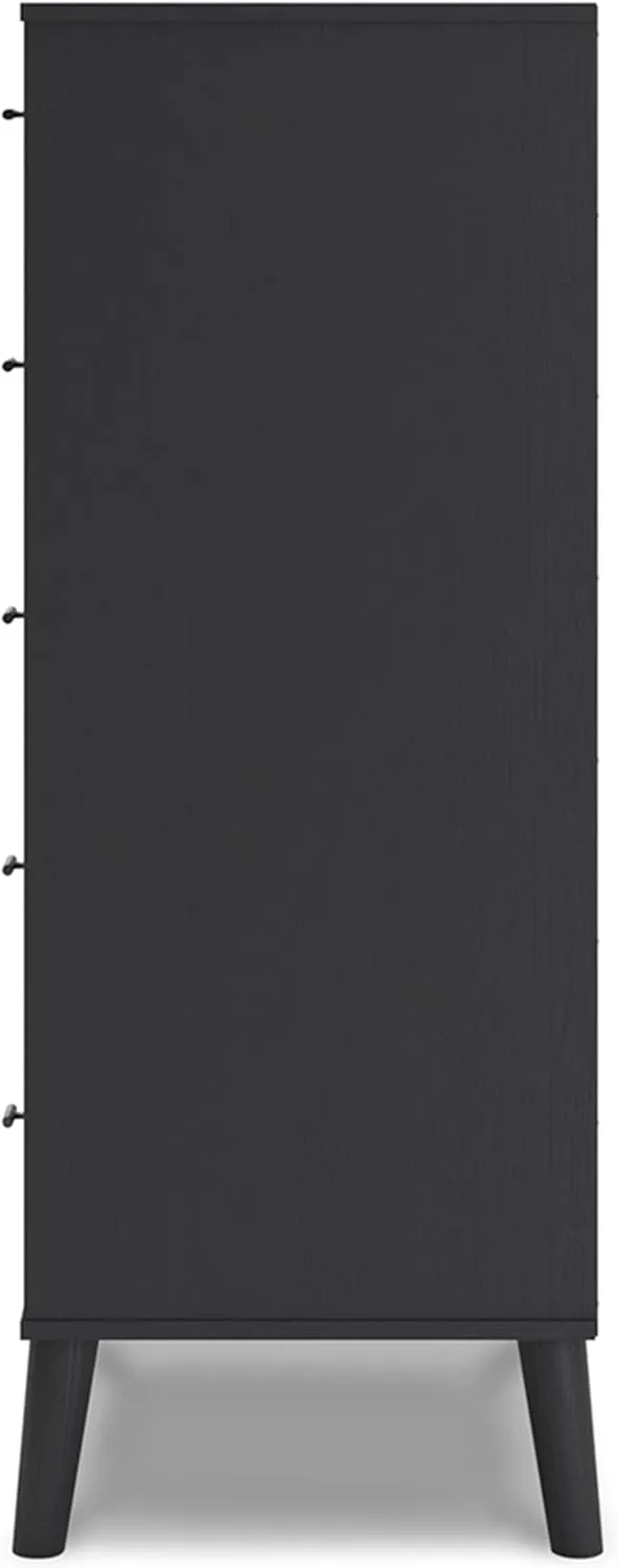 Signature Design by Ashley Charlang Modern Two-Toned 5 Drawer Chest of Drawers, Black & Light Brown