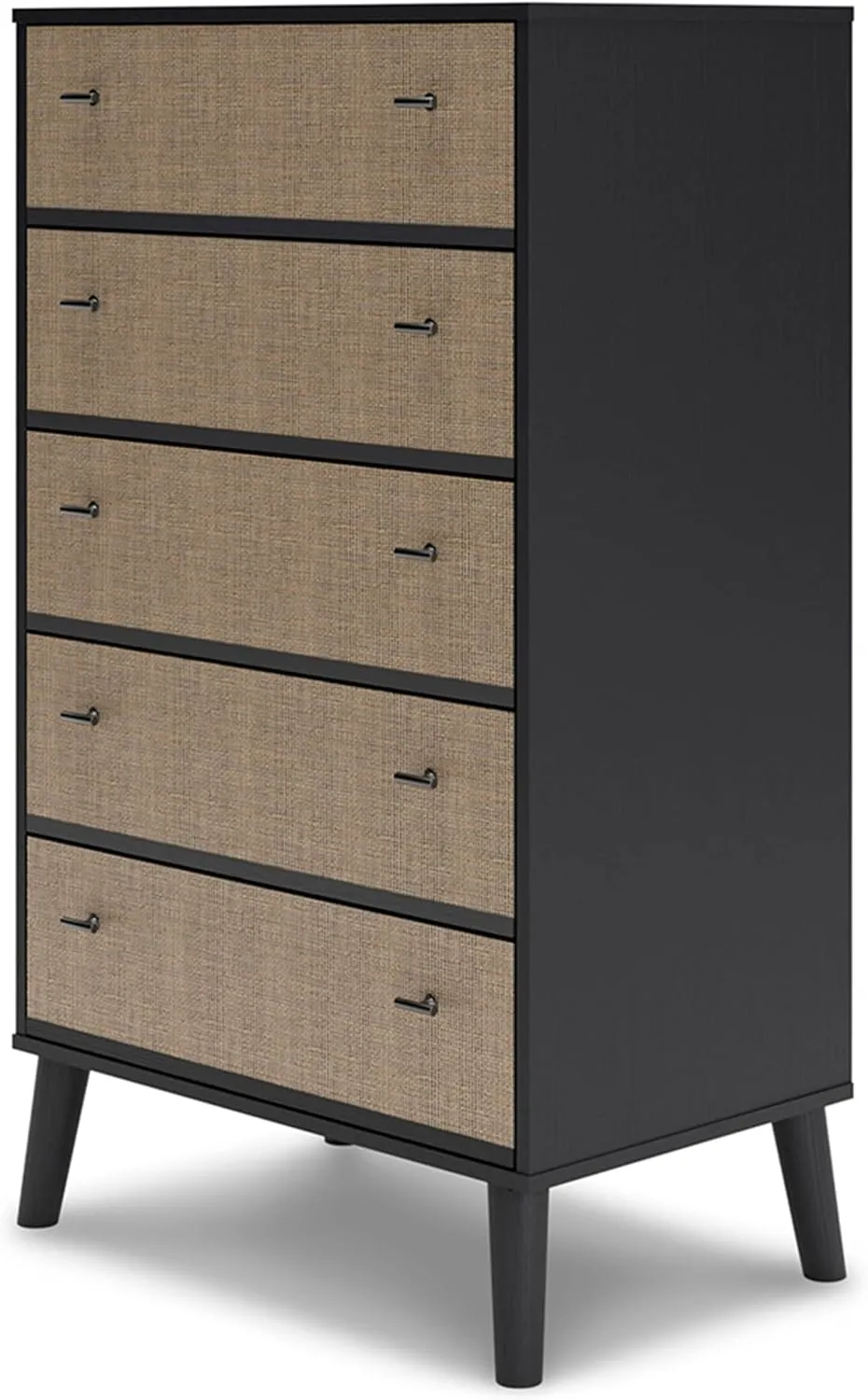 Signature Design by Ashley Charlang Modern Two-Toned 5 Drawer Chest of Drawers, Black & Light Brown