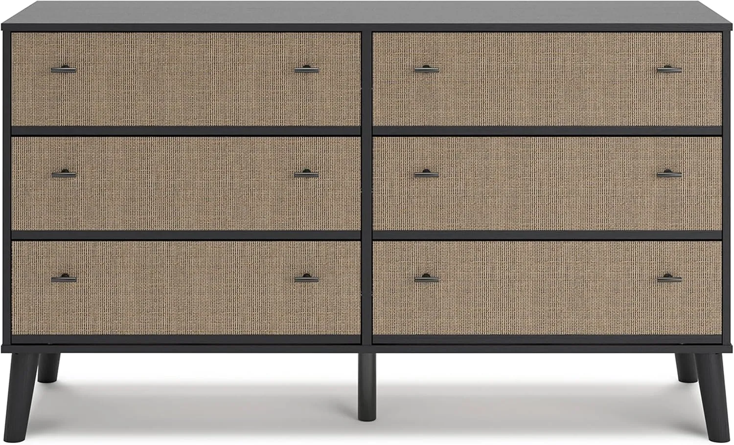 Signature Design by Ashley Charlang Modern Two-Toned 6 Drawer Dresser, Black & Light Brown