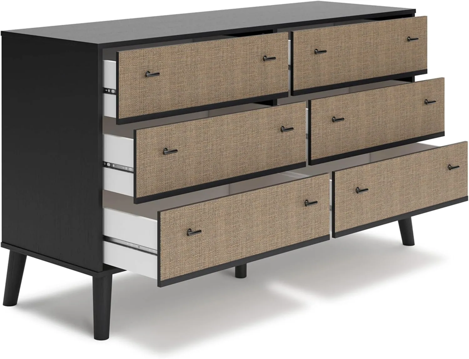 Signature Design by Ashley Charlang Modern Two-Toned 6 Drawer Dresser, Black & Light Brown