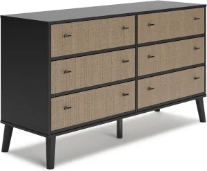 Signature Design by Ashley Charlang Modern Two-Toned 6 Drawer Dresser, Black & Light Brown