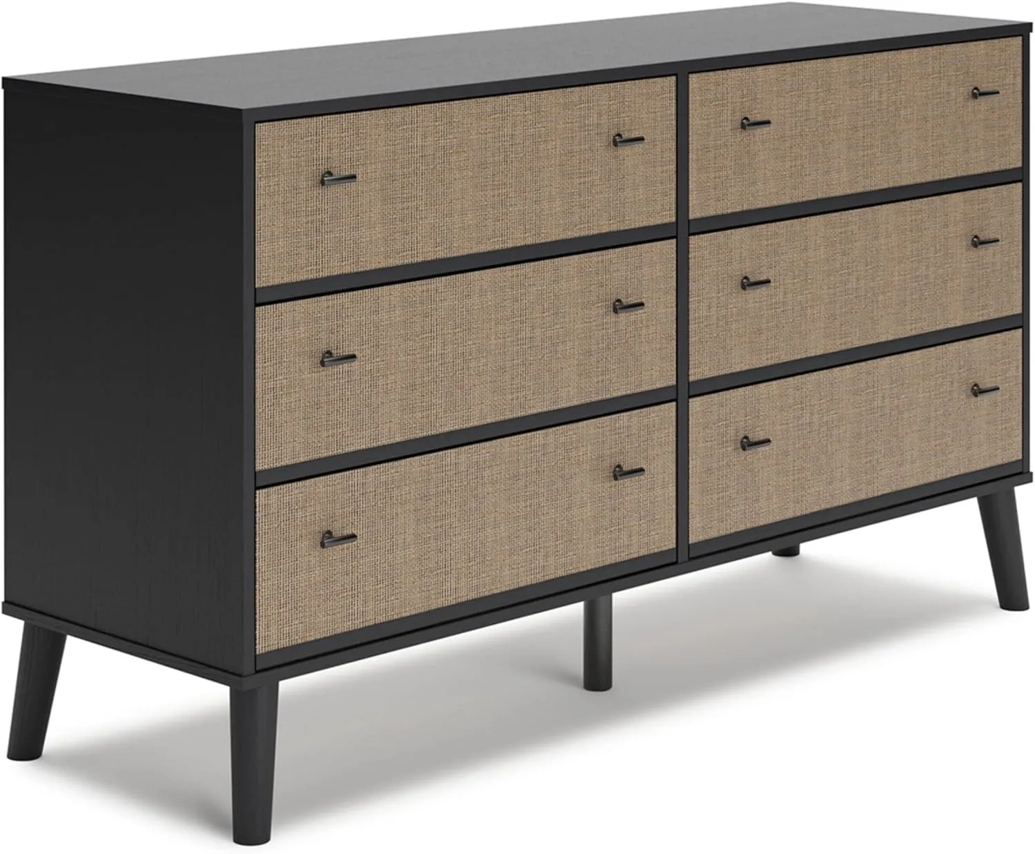 Signature Design by Ashley Charlang Modern Two-Toned 6 Drawer Dresser, Black & Light Brown