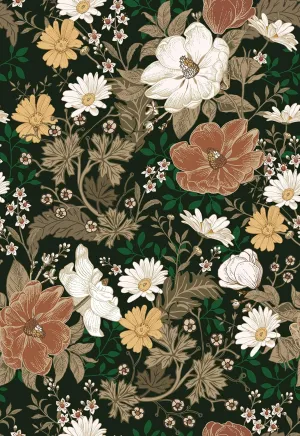 Simon&Siff Vintage Wallpaper Peel and Stick Modern Floral Wall Paper Green Leaf Farmhouse Botanical Contact Paper Removable Renter Friendly Wallpaper for Cabinets Countertop Wall 400" x 17.3"