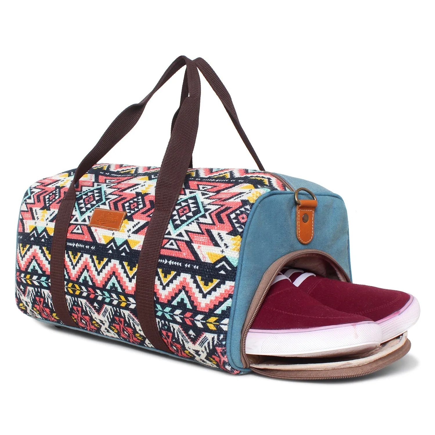 Sixtease Up-cycled Canvas Duffle Bag: Sustainable Style, Urban Adventure, Perfect for Eco-Conscious Explorers and Trendsetting Travelers! - (SB-4035)