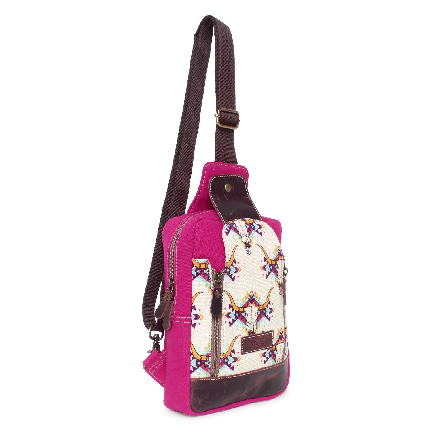 Sixtease Up-cycled Canvas Travel Sling Bag: Journey in Sustainable Style, Where Convenience Meets Eco-Friendly Craftsmanship!- (SB-4047)