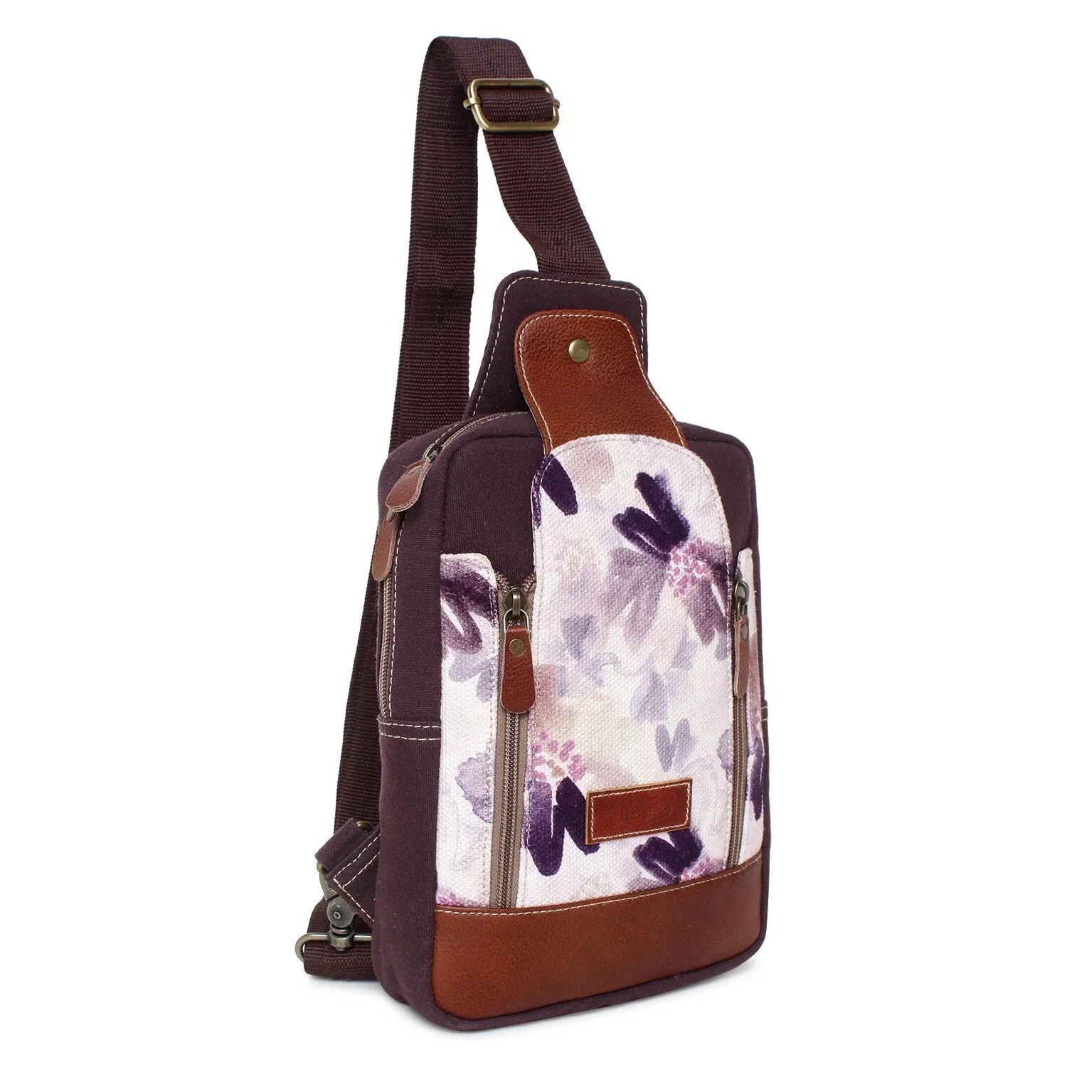 Sixtease Up-cycled Canvas Travel Sling Bag: Journey in Sustainable Style, Where Convenience Meets Eco-Friendly Craftsmanship! - (SB-4237)