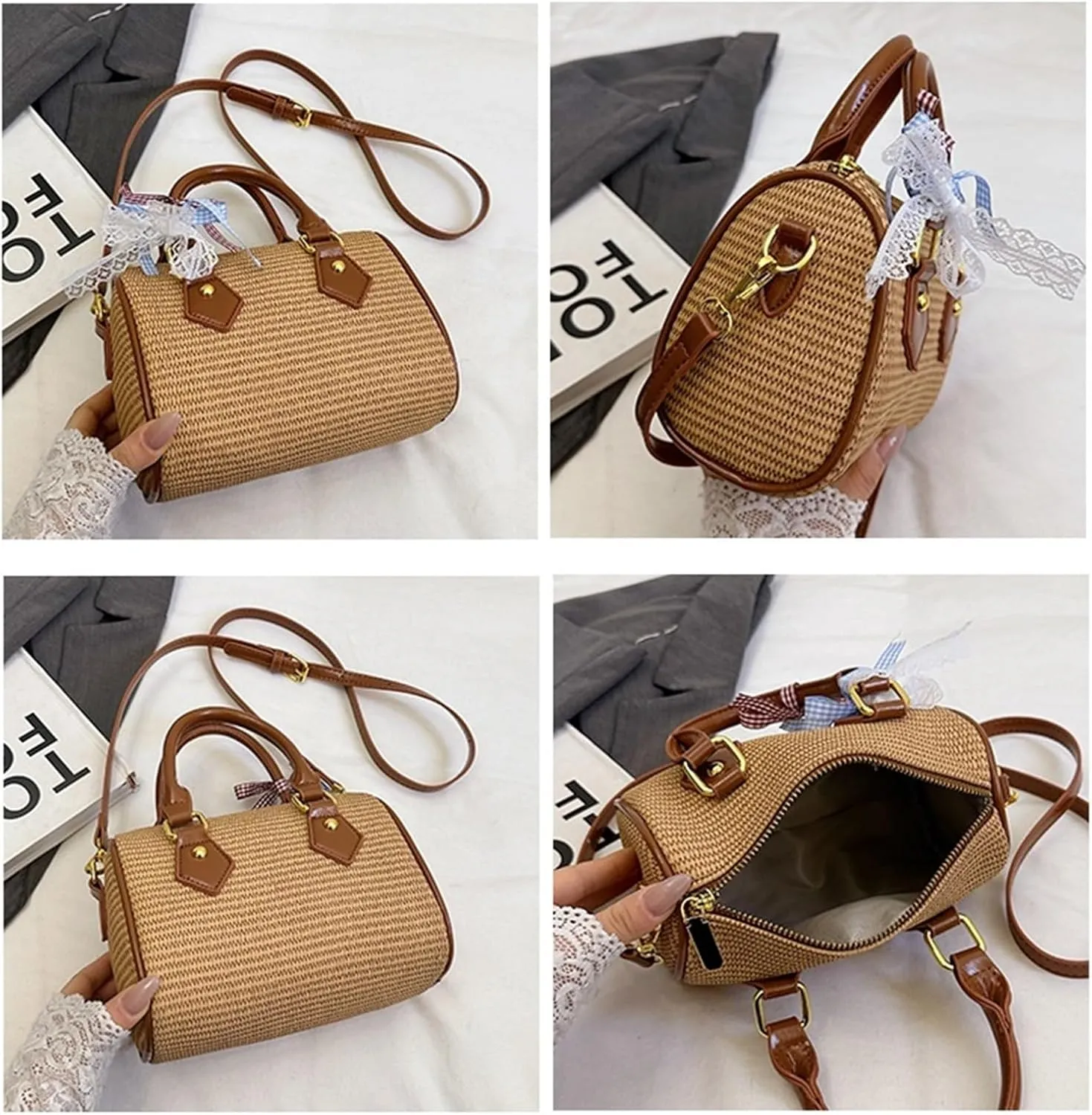 Small Cute Beach Bags for Women Straw Purses for Women Summer Purse Vacation Handbags Crossbody Bags Shoulder Bag